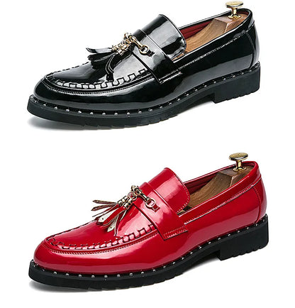 Luxury Red Patent Men Formal Shoes Leather Designer Tassels Mens Oxford Shose Fashion Wedding Men Dress Shoes sapato social