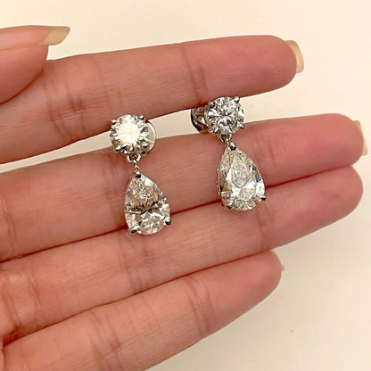 3cttw  Certified Oval/Round Cut Moissanite Diamond Drop Earrings for Women 100% 925 Sterling Silver Stud Earring Fine Jewelry
