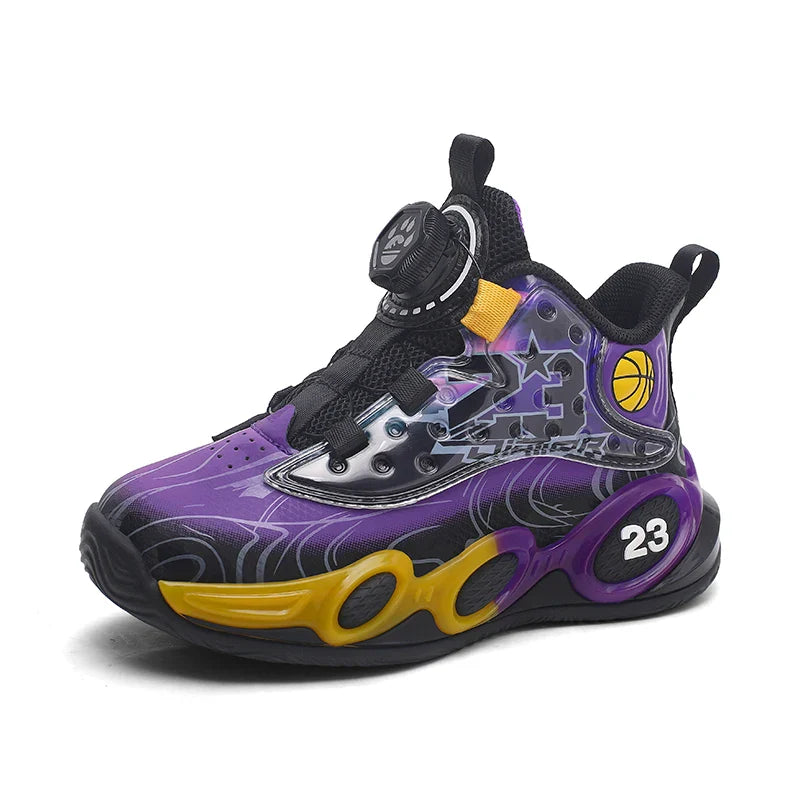 Children‘s Basketball Shoes Non-slip Breathable Basketball Sports Training Shoes Boys Girls Sneaker Outdoor Lace-up Running Shoe