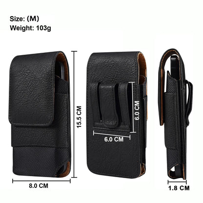 Universal Leather Men Waist Bag Mobile Phone Belt Clip Case For iPhone Samsung Galaxy Xiaomi Redmi Poco Oppo 7 Pro Holster Pouch