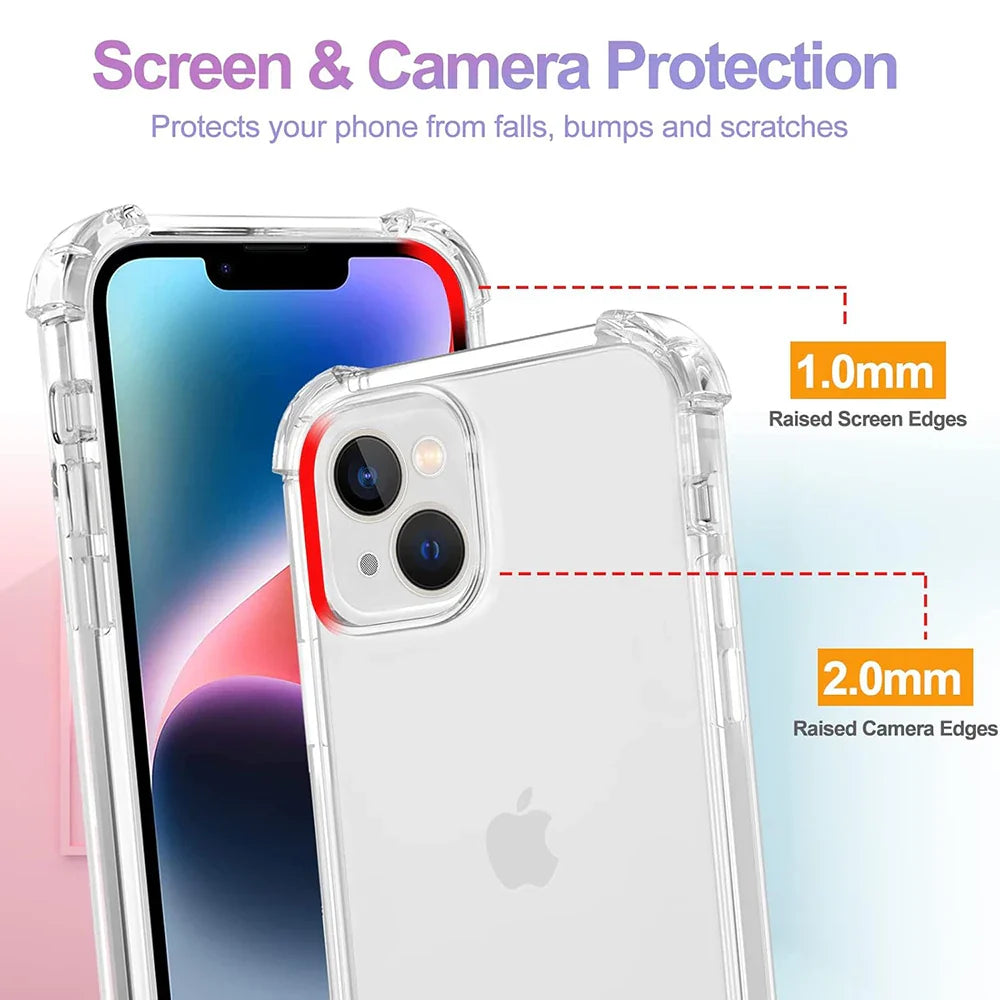 Shockproof Case For iPhone 15 14 13 12 11 Pro Max Ultra Thin Silicone Soft Clear Case