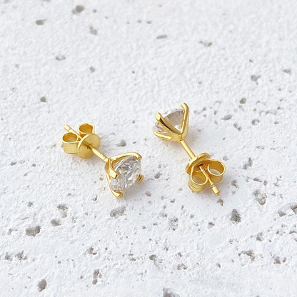 0.2-2CT Yellow Gold Color Moissanite Stud Earrings for Women Sparkling Classic Wedding Lab Diamond 925 Silver Earring