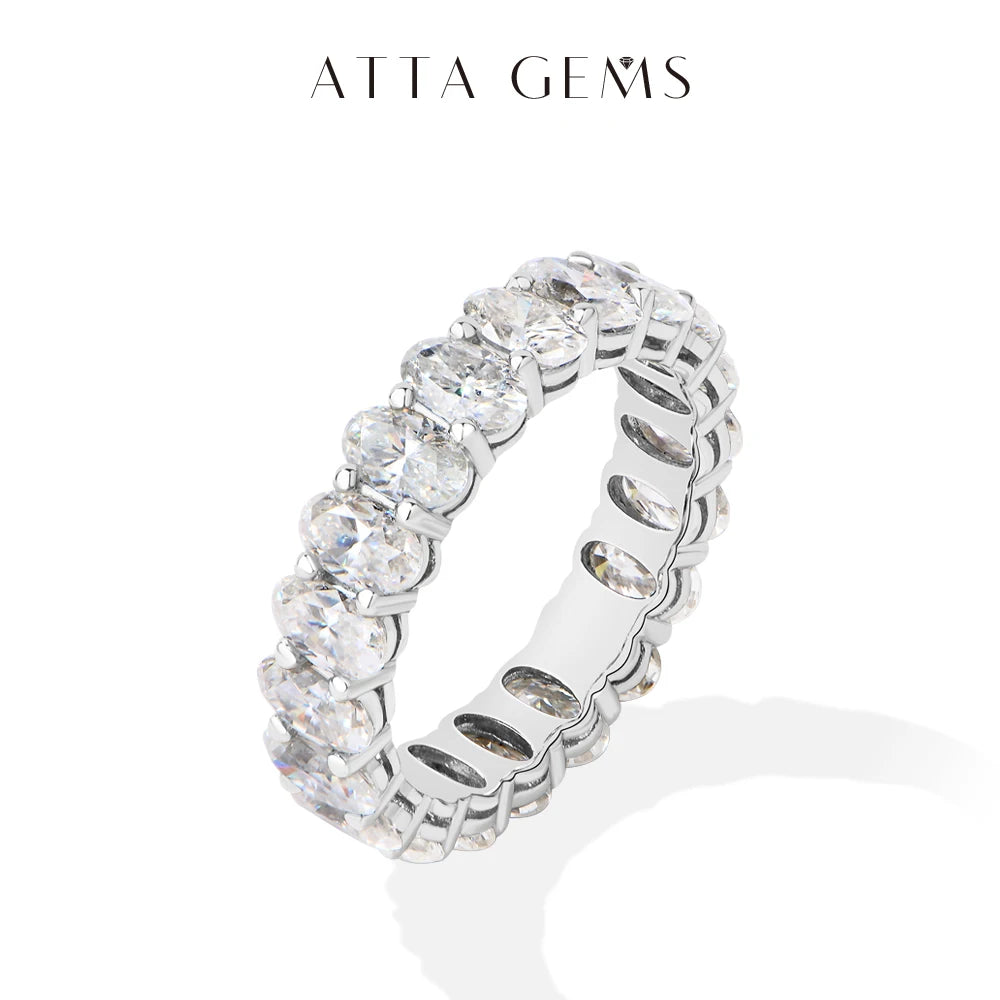 3*5mm Oval Cut Full Moissanite Eternity Rings for Women Men S925 Sterling Silver Jewelry Elegant Stackable Wedding Ring