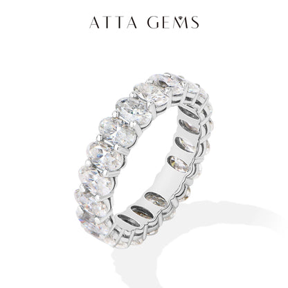 3*5mm Oval Cut Full Moissanite Eternity Rings for Women Men S925 Sterling Silver Jewelry Elegant Stackable Wedding Ring
