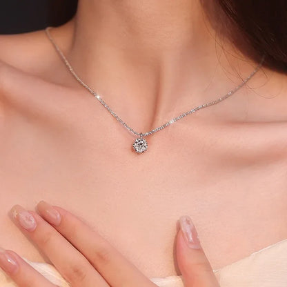 Luxury 925 Sterling Silver AAAAA Zircon Pendant Necklace Fashion Italian Silver Necklace Women Jewelry