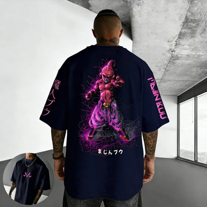 T-shirt Summer New Majin Buu Print Men and Women Harajuku Loose Casual Parent-child Short Sleeved Shirt