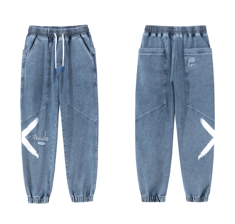 2026 New Summer Men's Jeans Denim Jogger Pants Streetwear Style Ankle-Length Baggy Jeans with Drawsting Waist Asian Size XL-6XL