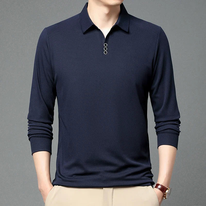 High quality brand long sleeve men's polo shirt autumn fashion customization high-end slim fit top casual business T-shirt