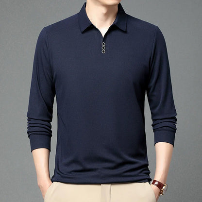 High quality brand long sleeve men's polo shirt autumn fashion customization high-end slim fit top casual business T-shirt