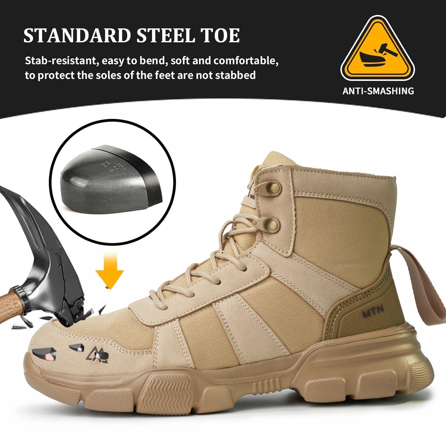 Rotating Button Style Protective Shoes Men Safety shoes Anti-Smash Puncture-Proof Indestructible Work Boots Steel Toe Men Shoes