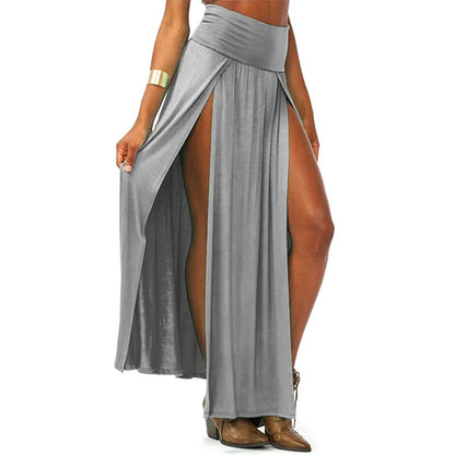 New Arrival High Waisted Sexy Womens Double Slits Summer Solid Long Maxi Skirt Wholesale 51 Valentine's Day Gifts