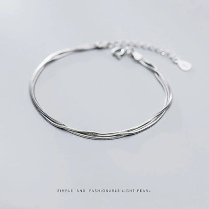Simple Three Layer Snake Bone Chain for Women 925 Sterling Silver Fashion Link Chain Bracelet Fine Jewelry 2020 Design