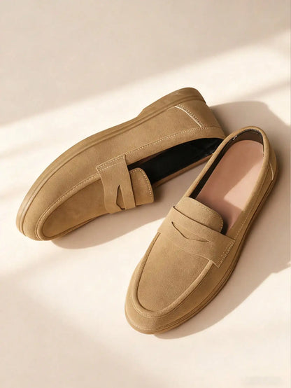 Business Commute Slip On Men's Loafers Preppy Breathable Suede Casual Shoes Outdoor Flats Non Slip Daily Walking Driving Shoes