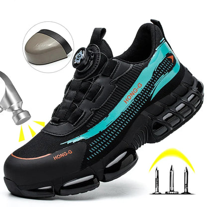 Rotating Button Safety Shoes Men Anti-smash Anti-puncture Protective Work Shoes Fashion Men Sport Shoes Security Boots Men ﻿