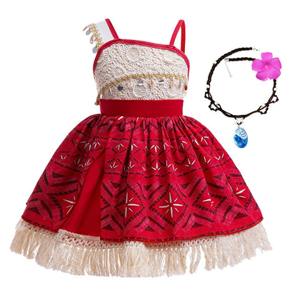 2024 New Movie Moana 2 Girl Dress Halloween Party Costume Princess Fancy Clothes Children Vaiana Outfit Dress