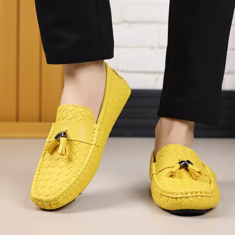 White Loafers Men Handmade PU Leather Loafers Shoes Slip on Casual Driving Flats Comfortable Moccasins Size 48 Men Shoes