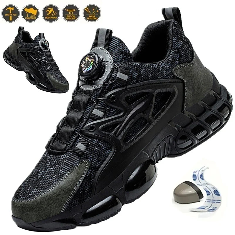 Men's Safety Shoes Air Cushion Protection Safety Boots Fashionable Casual Shoes Breathable Odor Protection Men's Work Shoes
