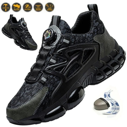 Men's Safety Shoes Air Cushion Protection Safety Boots Fashionable Casual Shoes Breathable Odor Protection Men's Work Shoes