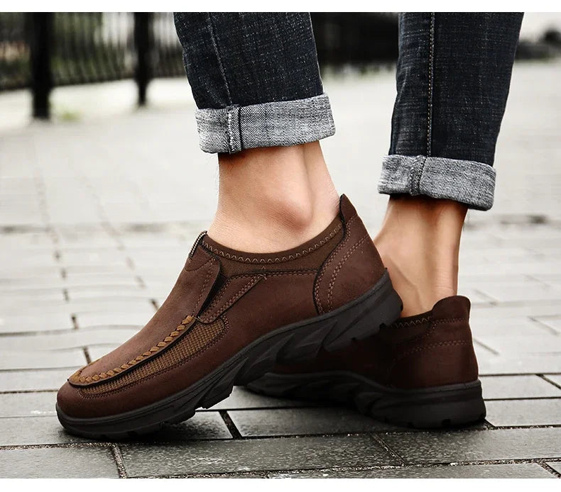 Sapatos Casuais Masculinos Respiráveis Mocassins Tênis Moda Confortável Plano Feito à Mão Retrô Lazer Mocassins Sapatos Masculinos