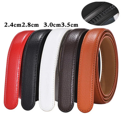 Men Women 2.4 2.8 3.0 3.5 cm Wide Belt No Buckle for Automatic Buckle High Quality PU Leather Belts Body Straps without Buckle