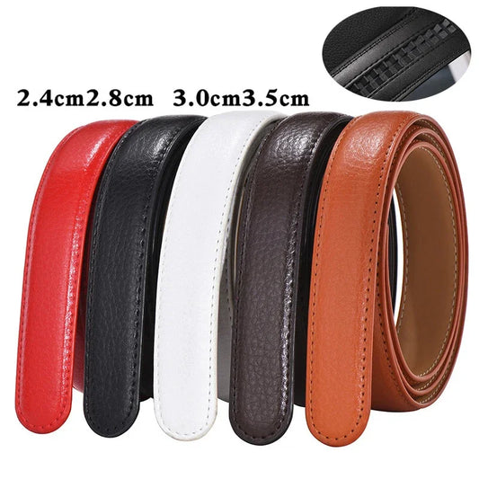 Men Women 2.4 2.8 3.0 3.5 cm Wide Belt No Buckle for Automatic Buckle High Quality PU Leather Belts Body Straps without Buckle