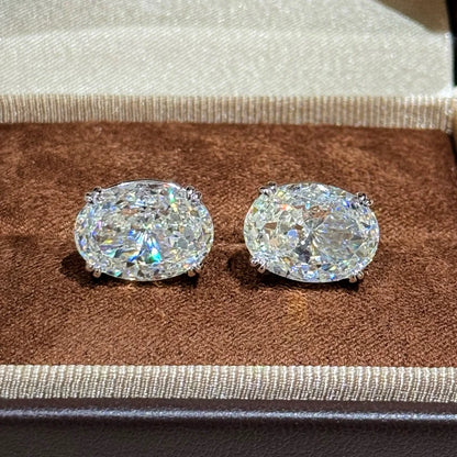 5CT Oval Cut High Carbon Diamond Earrings for Women 100% 925 Sterling Silver Sparkling Ear Stud Fine Jewelry Gifts