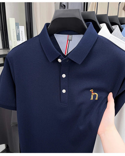 High end luxury brand short sleeve polo shirt summer new trend cute dog embroidery design T-shirt casual Korean golf men's wear