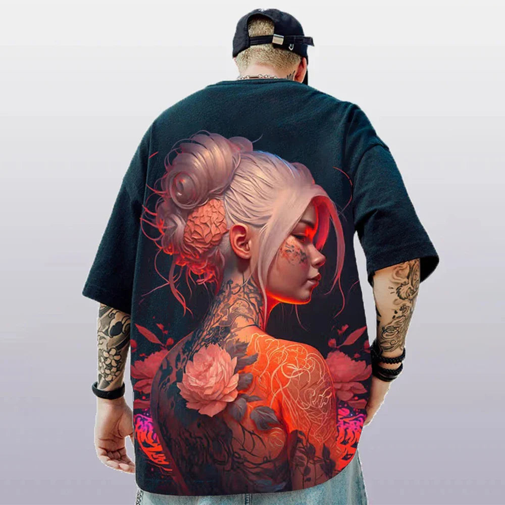 3d Anime Character Print Men's T-Shirt 2024 New Oversized Short Sleeve T-Shirt For Men Street Hip-Hop Tee Top Quick Dry T Shirts