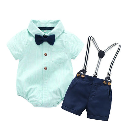 Kid Boy Formal Birthday Outfit Suit Toddler Gentleman Wedding Striped Vest Shirt 1-6 Years Baby Pants Boys Ceremony Outerwear