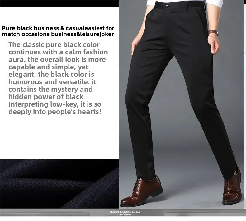 Slim Fit Mens Trousers 4-Way Stretch, Wrinkle Free Formal Office Pants, Breathable Thin Dress Pants for Business Travel Wedding