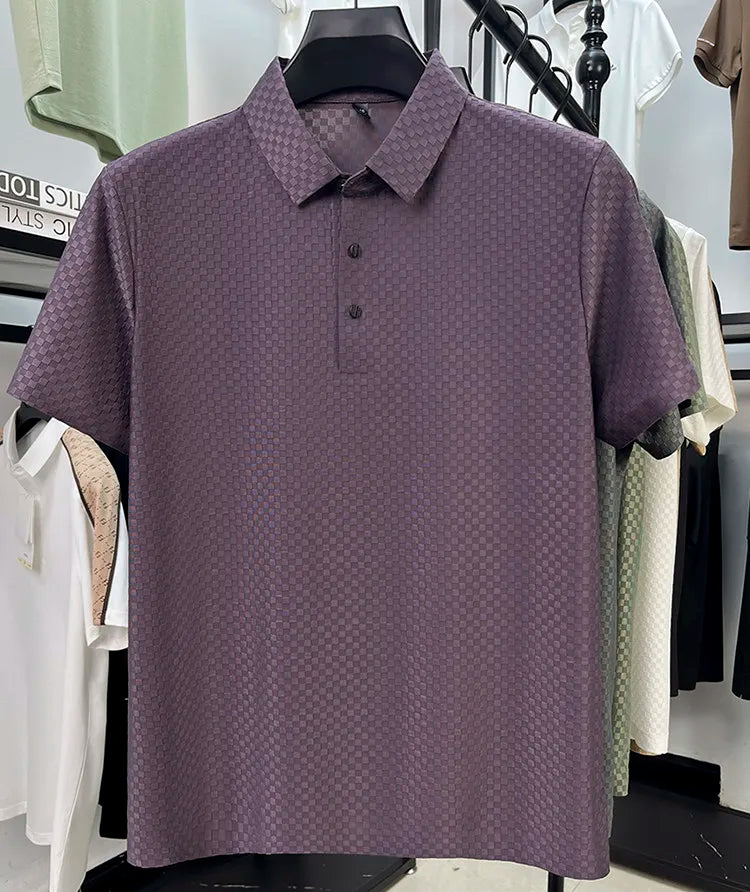 Seamless Polo Shirt - Short Sleeve Ice Silk Feel Nordic Style Soft & Comfortable Summer Wear Men's Golf Shirt