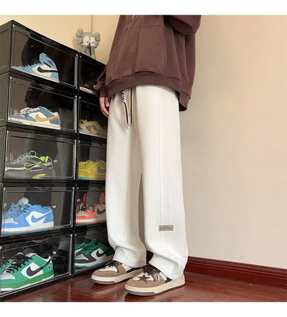 High-street cool pineapple plaid straight-leg wide-leg pants for men, casual outdoor party loose floor-length pants