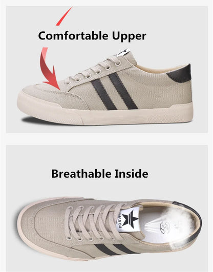 Retro Green Vulcanize Shoes Men Breathable Leisure Shoes For Men Lightweight Flat Casual Canvas Sneaker