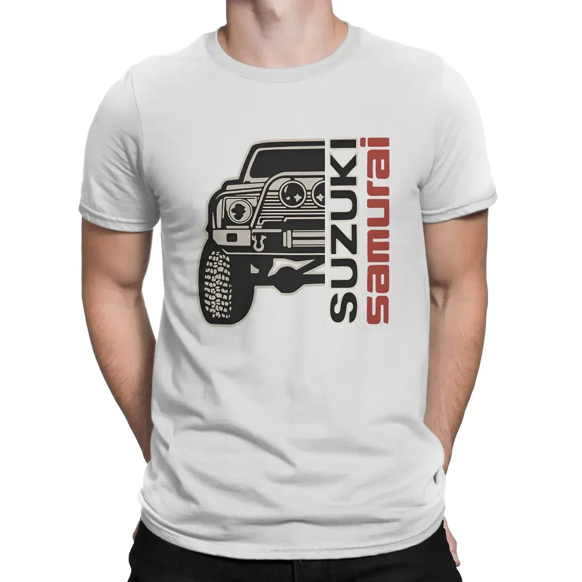 O Neck Tees New Arrival  oversized graphic harajuku Men Samurai Car T Shirts S-SUZUKI Pure Cotton Clothing Crazy Short Sleeve