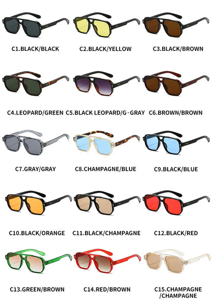 Fashion Square Sunglasses Women Men Driving Rivets Arrow Decoration Casual Travel Suitable for All Sun Glasses Uv400