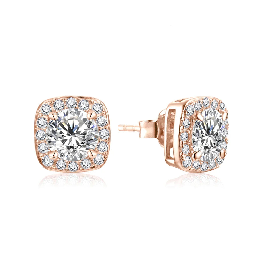 Luxurly 1.0ct Moissanite Earrings Diamond 925 Sterling Silver Gold Plated Moissanite Fine Jewelry Certificate Wholesale