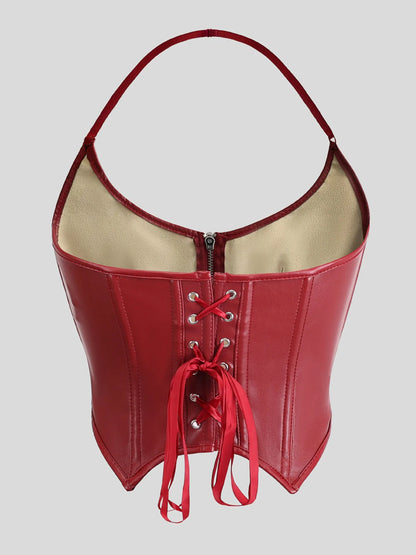 Halter-neck zipper slimmingstrapless and bracketed corset for women's shaping top