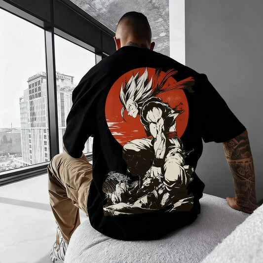 Printed T-shirt 2025 Men's Summer New Hip Hop Trend Versatile Large Loose Casual Parent Child Top