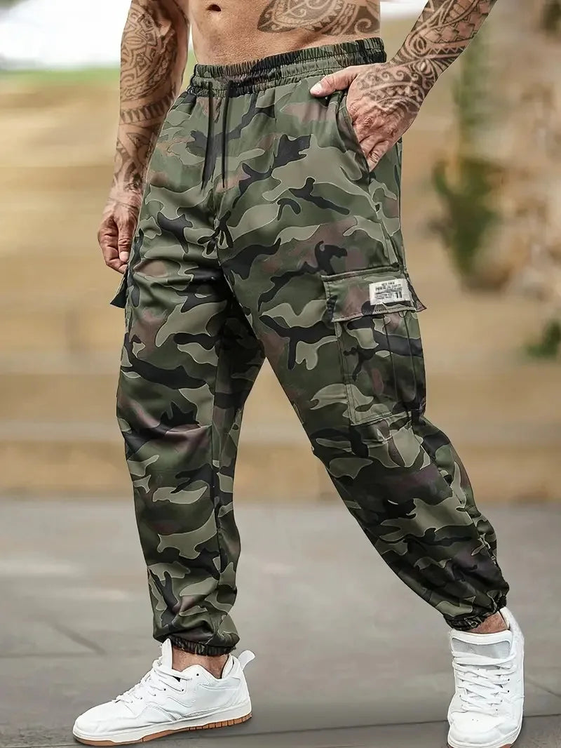 Men's Cargo Pants Multi-Pockets Camouflage Trousers Autumn Lightweight Casual Sweatpants Outdoor Work Hiking Legged Pants Male