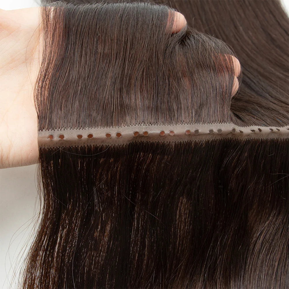 Invisible Hole Flat Pu Tape Human Hair Twin Tabs 25cm Long Tape PU Weft Real Human Hair No Glue Microlink Application 40-50g