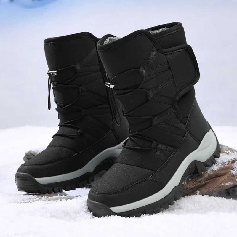 Men's Winter Shoes Waterproof Men's Boots Warm Plush Couple Snow Boots Outdoor Non-slip Hiking Boots Men Work Ankle Boots