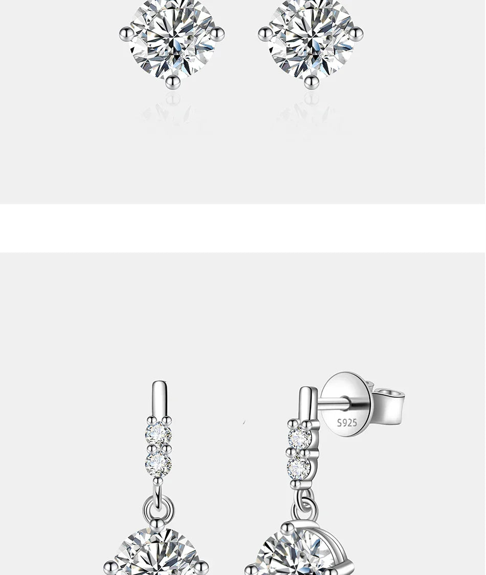 0.5/1CT Moissanite Drop Earring Women S925 Pure Silver Four Claw Laboratory Diamond Fashion Luxury Wedding Jewelry