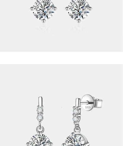 0.5/1CT Moissanite Drop Earring Women S925 Pure Silver Four Claw Laboratory Diamond Fashion Luxury Wedding Jewelry