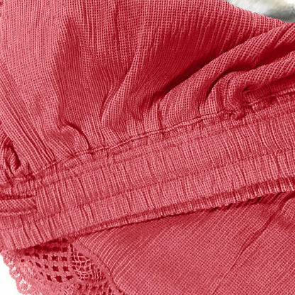 Shorts For Women Ruffle Hem Casual Shorts Plus Size Drawstring  Lace Shorts