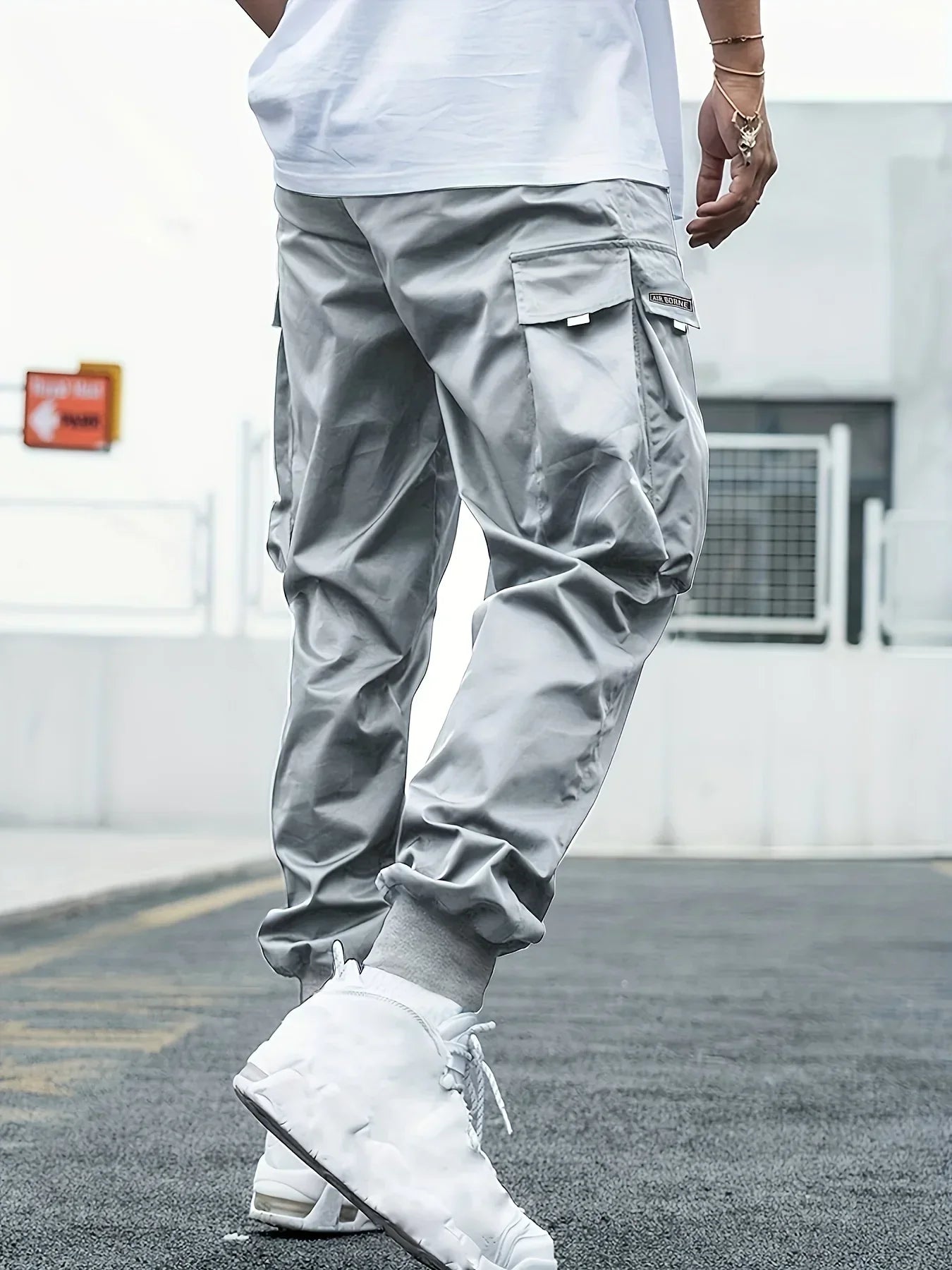 Plus Size Spring Summer Men Casual Cargo Pants Pockets Black Loose Out Door Elasticity Sports Oversize Pants 46 48 50 52
