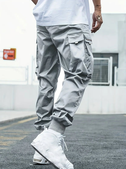 Plus Size Spring Summer Men Casual Cargo Pants Pockets Black Loose Out Door Elasticity Sports Oversize Pants 46 48 50 52