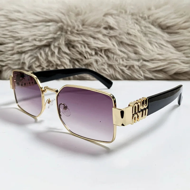 New Fashion Metal Box Women's Sunglasses High Quality High Sense Trend Street Sun Glasses Girls Sunshade Glasses UV400