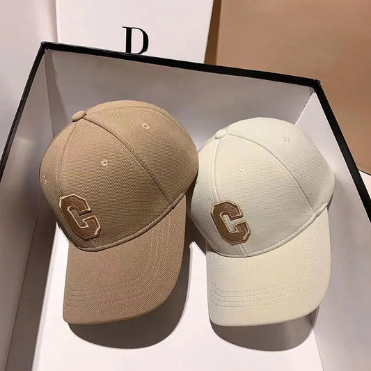 Hats for Men C Letter Embroidered Baseball Cap Kpop Fashion Couple Snapback Cap