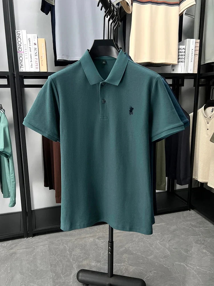 Designer brand 100% cotton short sleeve polo shirt luxury fashion pony embroidery men's business leisure summer new Paul T-shirt