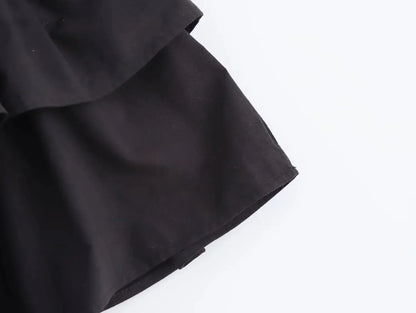 Womens Dresses Ruffled Corset Dress Summer 2025 Red Brown Black Dress O-Neck Long Sleeve Dresses Layered Party Vestidos 066